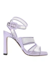 Sergio Rossi Sandal With Purple Heel Woman Sandals Purple Size 8 Other Fibres In Purple