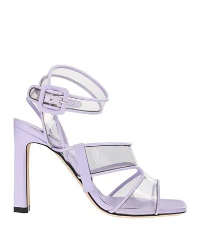 Sergio Rossi Sandal With Purple Heel Woman Sandals Purple Size 8 Other Fibres