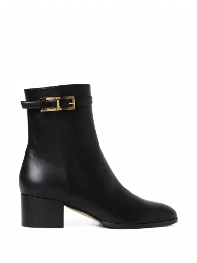 Sergio Rossi Seventy Buckle-fastening Leather Ankle Boots In Black