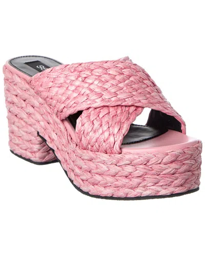 Sergio Rossi Seville 50 Straw Platform Sandal In Pink