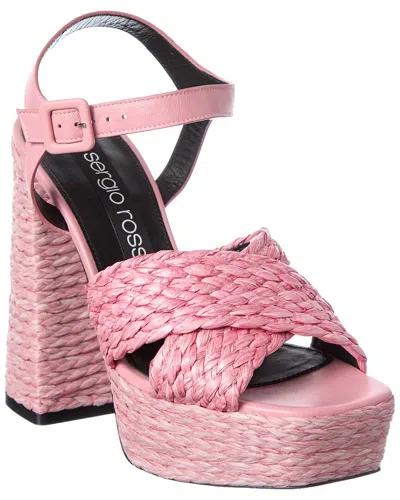 Sergio Rossi Seville 90 Straw Platform Sandal In Multi