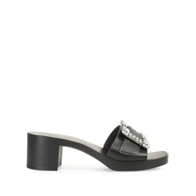 Sergio Rossi Crystal Embellished Block Heel Sandals In Black