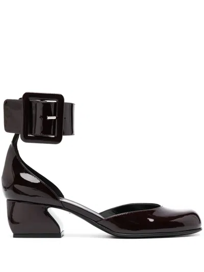 Sergio Rossi Si Rossi 45mm Patent-finish Buckled Pumps In Red