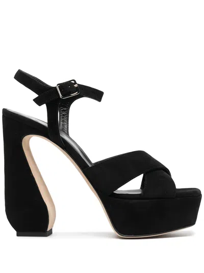 Sergio Rossi Open-toe Heeled Sandals In Black