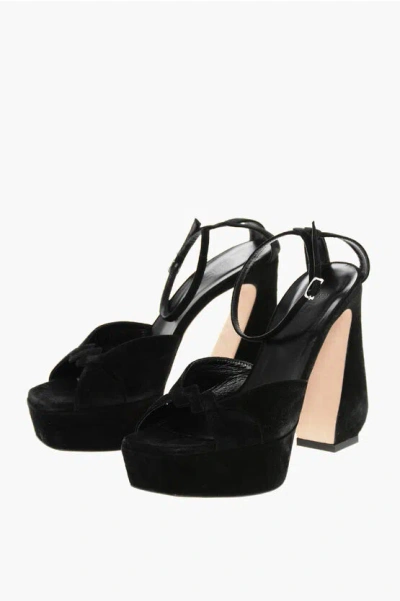 Sergio Rossi Si Rossi Suede Ankle-strap Sandals With Plateau And Heel 13c In Black