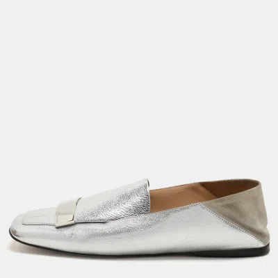 Sergio Rossi Silver Leather And Suede Sr1 Loafers