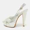 Sergio Rossi Silver Leather Slingback Platform Sandals In Silver