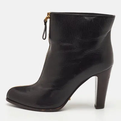 Pre-owned Sergio Rossi Size 37 Black Leather Ankle Length Boots