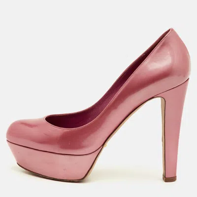 Pre-owned Sergio Rossi Size 37 Pink Patent Leather Platform Pumps