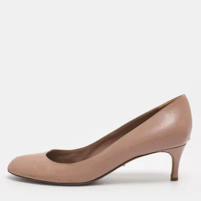 Pre-owned Sergio Rossi Size 38 Beige Leather Round Toe Pumps In Sand
