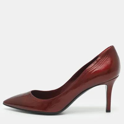 Pre-owned Sergio Rossi Size 39.5 Burgundy Patent Leather Pointed Toe Pumps
