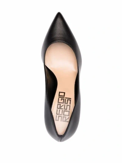 Sergio Rossi Sleek Pointed Toe Pumps With Metallic Block Heel In Black