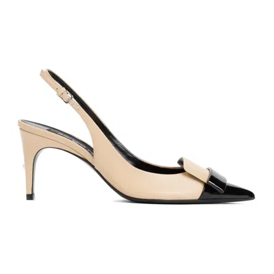 Sergio Rossi Beige Sr1 Slingback Heels In Multi