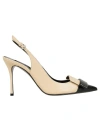 SERGIO ROSSI SLINGBACK IN LEATHER AND PATENT LEATHER
