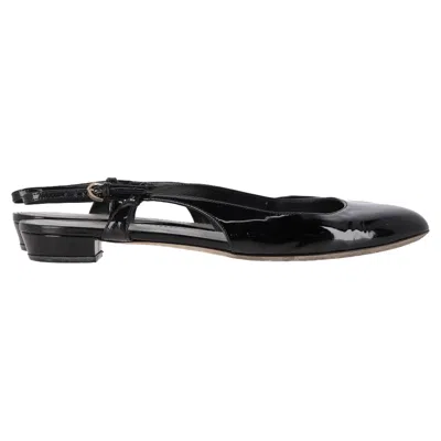 Sergio Rossi Slingback Low Heel Flats In Black Patent Leather In Multi