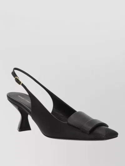 Sergio Rossi Plaque-detail Squared-toe Slingback Pumps In Black