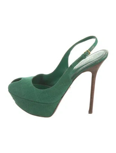 Pre-owned Sergio Rossi Slingback Pumps In Green