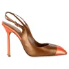 Sergio Rossi Slingback Pumps In Bronze Leather In Brown
