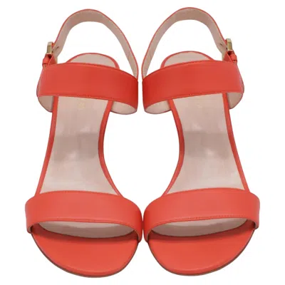 Pre-owned Sergio Rossi Slingback Sandal Heels In Orange Leather