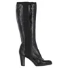 Sergio Rossi Slip-on Knee-high Heeled Boots In Black Leather In Black