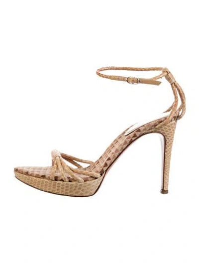 Pre-owned Sergio Rossi Snakeskin Animal Print Sandals In Brown