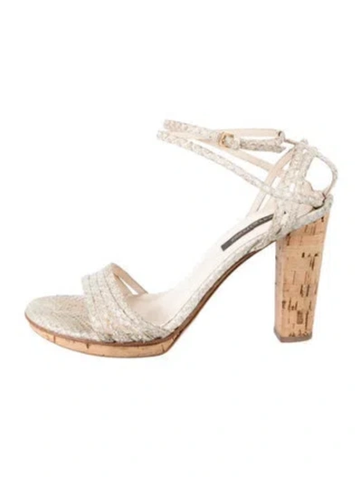 Pre-owned Sergio Rossi Snakeskin Animal Print Sandals In Orange