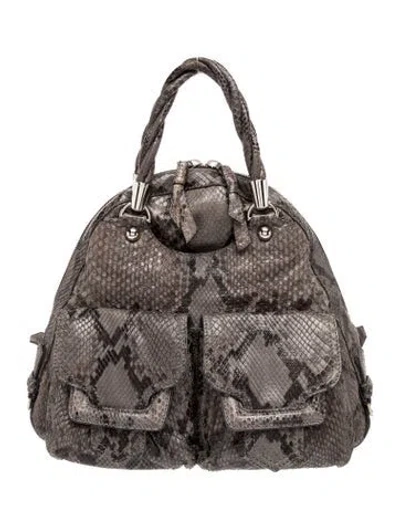 Pre-owned Sergio Rossi Snakeskin Top Handle Bag In Grey