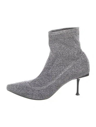 Pre-owned Sergio Rossi Sock Boots In Silver