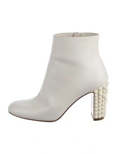 Pre-owned Sergio Rossi Spike Accents Leather Boots In White