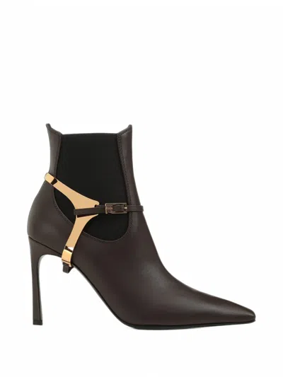 Sergio Rossi Spur Leather Ankle Boots In Multi