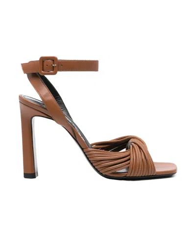 Sergio Rossi Square-headed High-heeled Sandals In Brown