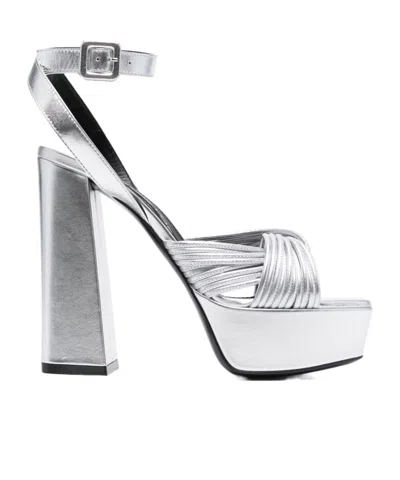 Sergio Rossi Square-headed High-heeled Sandals In White