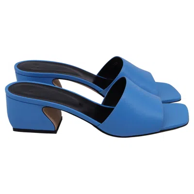 Sergio Rossi Square-toe 50mm Mules In Blue Leather In Black