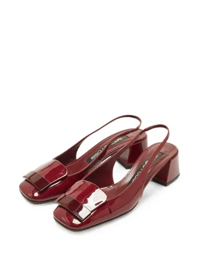 Pre-owned Sergio Rossi Square-toe Slingback Pumps In Red