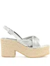 Sergio Rossi Sr Akida 50mm Platform Espadrilles In Silver