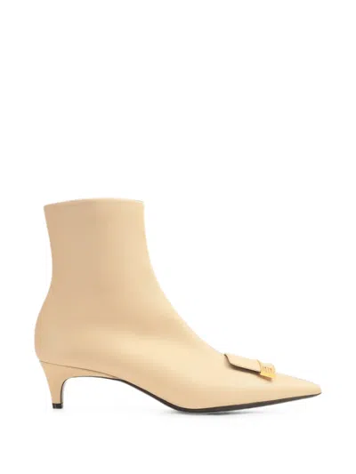 Sergio Rossi Sr Evolv Logo-plaque Ankle Boots In Nude