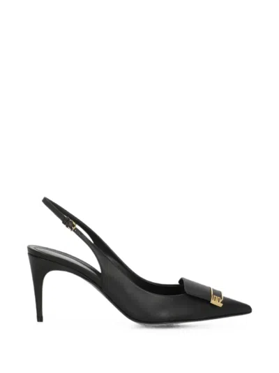 Sergio Rossi Sr Evolv Plaque-detail Slingback Pumps In Black