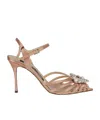 Sergio Rossi Godiva Pearl Crystal Sandals In Gold