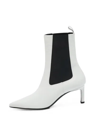 Pre-owned Sergio Rossi Sr Liya Chelsea Boots In White