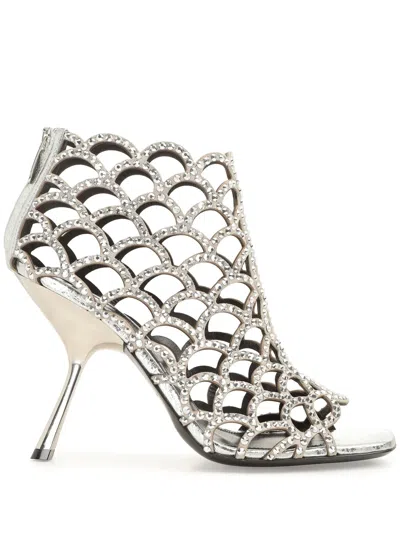 Sergio Rossi Sr Mermaid 100mm Sandals In Silver