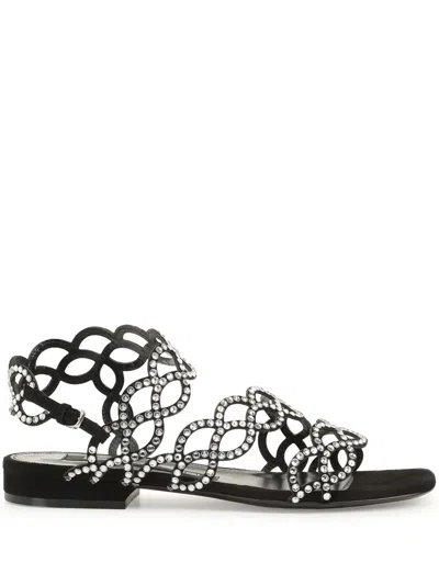 Sergio Rossi Sr Mermaid Crystal-embellished Sandals In Schwarz