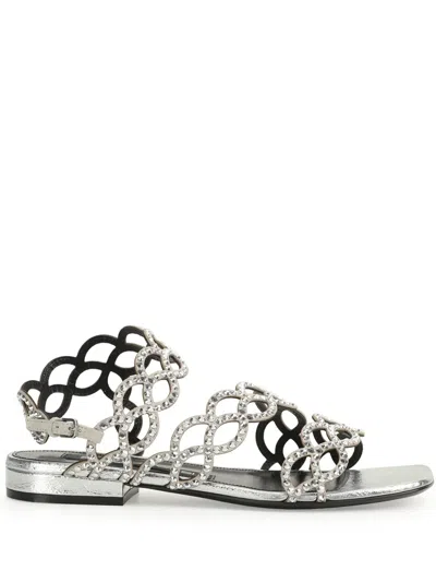 Sergio Rossi Sr Mermaid Crystal-embellished Sandals In Silver
