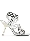 Sergio Rossi Square-headed High-heeled Sandals In Grey