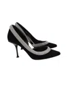 Sergio Rossi Sr Milano Crystal-embellished Pumps In Black Suede In Black