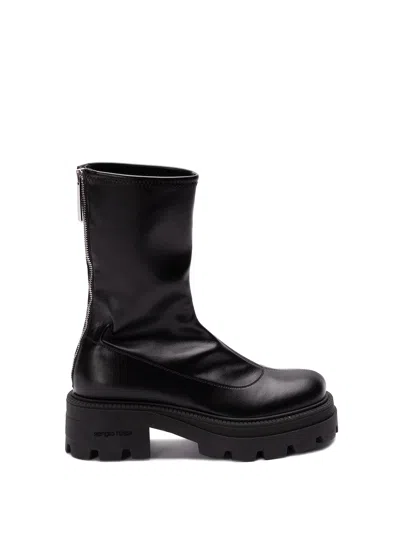 Sergio Rossi Zippered Short Boots In Black