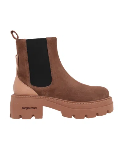 Sergio Rossi Sr Milla Square-toe Suede Boots In Brown