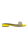 Sergio Rossi Strap Sandals Toe Flat Sole In Yellow