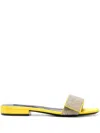 Sergio Rossi Strap Sandals Toe Flat Sole In Yellow