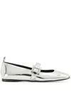 Sergio Rossi Sr Twenty Metallic-finish Ballerina Shoes In Silver