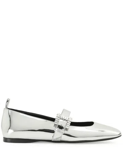 Sergio Rossi Sr Twenty Metallic-finish Ballerina Shoes In Silver